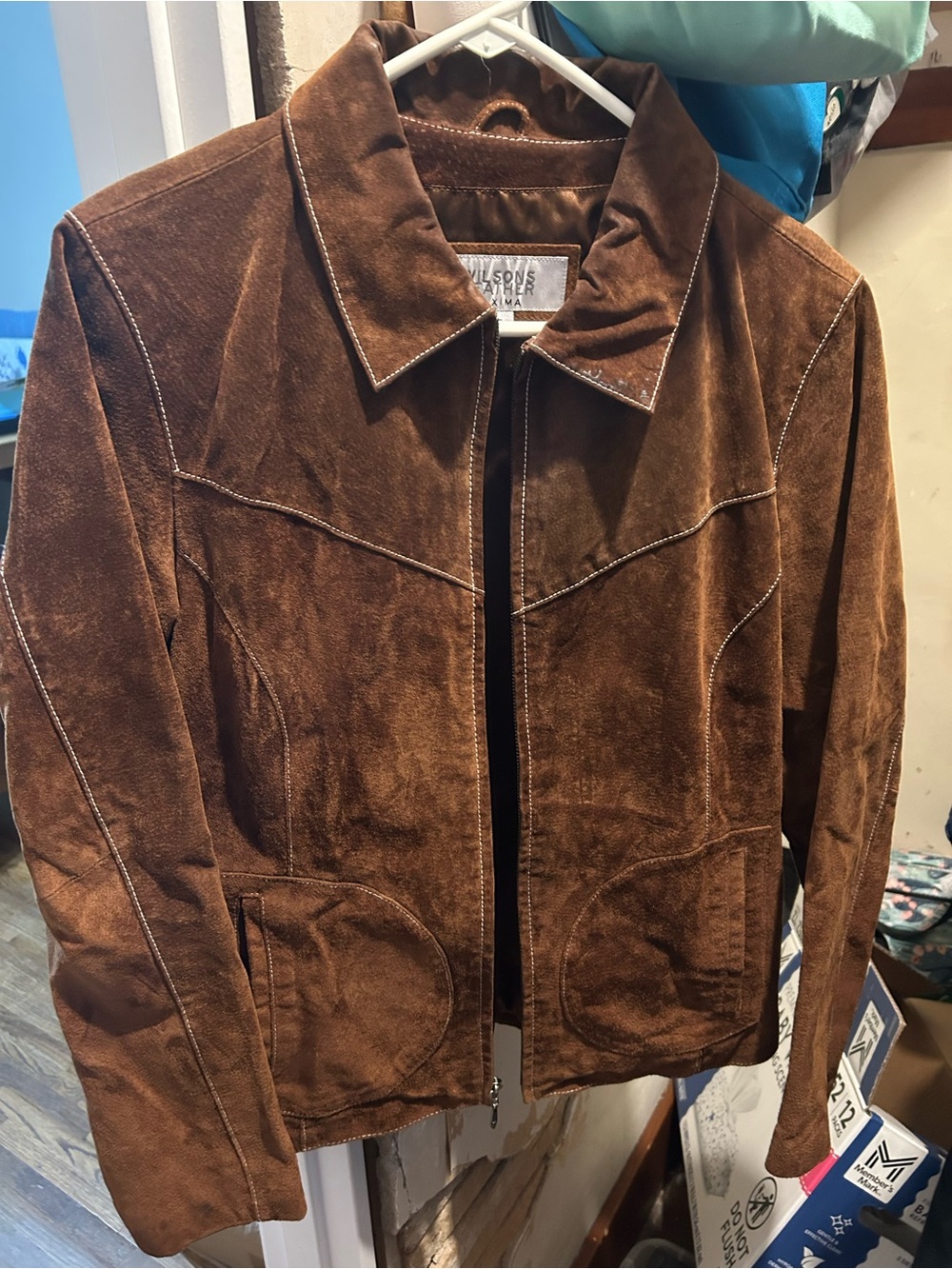 Vintage Wilsons Leather Brown Suede Lightweight Zip Jacket